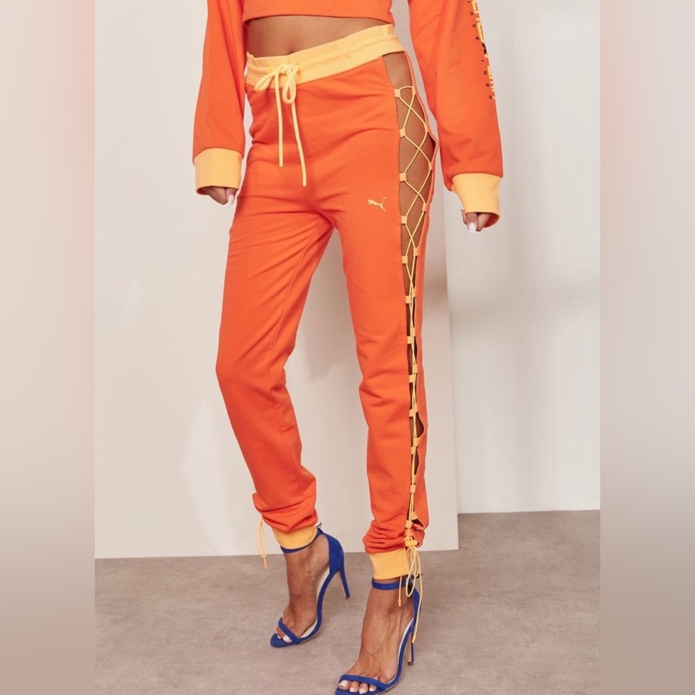 PUMA Fenty By Rihanna Orange Laced Sweatpants Size 0